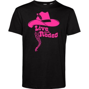 T-shirt Live Is A Rodeo | Carnavalskleding heren dames | Carnaval kostuum | Foute Party | Zwart | maat S