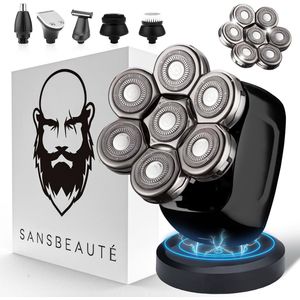 6-in-1 Scheerapparaat Mannen – Trimmer - Tondeuse - Sansbeauté® Skull Sharp PRO - Electric Face & Head Shaver - Hoofd Kaal Scheren – Nat & Droog - Draadloos Opladen - Elektrisch