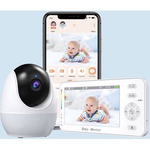 Babyfoon met camera - baby monitor - Wifi - Op afstand bestuurbaar - Auto tracking - Nachtlampje - Lange batterijduur- Baby Monitor - Verbinding met telefoon - Helder nachtzicht - Panoramisch beeld