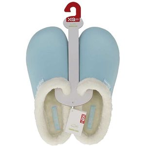 XQ tuinklompen dames - blue uni - met bont - maat 38