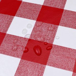 Red Gingham Check Round Wipe Clean PVC Tablecloth 160cm