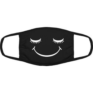 Just Smile grappig mondkapje| gezichtsmasker | bescherming | bedrukt | logo | Zwart mondmasker van katoen, uitwasbaar & herbruikbaar. Geschikt voor OV