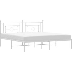 vidaXL - Bedframe - met - hoofdbord - metaal - wit - 183x213 - cm