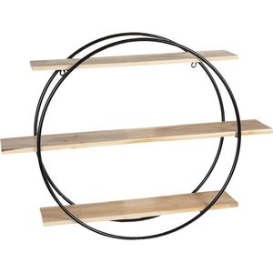 Clayre & Eef Wandrek 80x16x60 cm Zwart Ijzer Hout Rond Muurrek