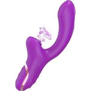 Erodit® Double Pleasure 2 in 1 vibrator paars-G-spot- zuig- luchtdruk vibrator- vibrerende dildo -G-spot/clitoris stimulator–een echte womanizer met zuig en vibratie modus - sex toy/seksspeeltjes voor vrouwen – mannen -koppels