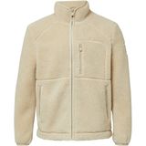 Buitenjas - Korte Pluche Teddy Jas - Met Ritsdetails en Opstaande Kraag - Winterjassen