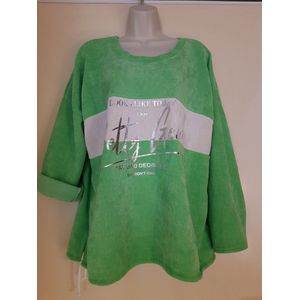 Dames top velours rib groen One size