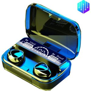FS Fusion Pack M10 TWS 5.0 Draadloze Oortjes – Bluetooth 5.1 In-Ear Headset met LED Display – Waterdicht IPX4 – Sport Oordopjes met Oplaadcase – Zwarte Mini Draadloze Earbuds
