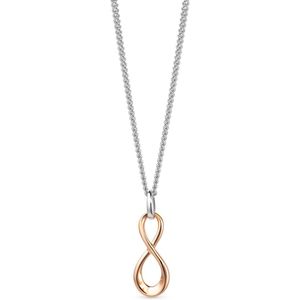 Miore® - 18Kt Roosgoud en Zilveren Infinity Ketting - Verguld - 45 cm