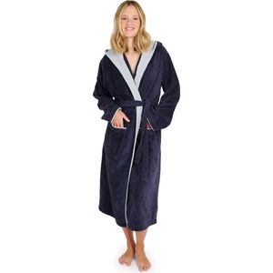 Blumtal Badjas Katoen Dames - Katoenen Badjas - Zachte Badjas - Met Capuchon - Fluweelzachte Badstof - Oeko-TEX® Gecertficeerd - Donkerblauw - Maat L