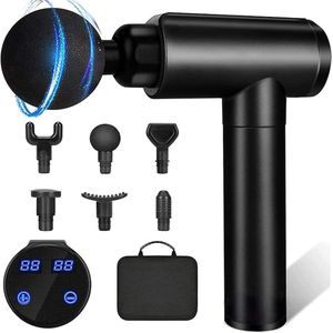 Massage Gun - Diepe Spierontspanning en Herstel - Ideaal voor Sporters en Ontspanning - Meerdere Opzetstukken en Snelheden - Krachtig en Stil Design - Draadloos en Oplaadbaar voor Flexibel Gebruik