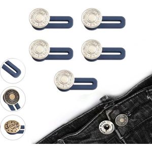 5 Premium Knoopsgat Verlengers - Zilverkleurig – Broekverbreder Jeans – Knoop Verlenger Voor Je Broek – Zwangerschapsbroekverbreder – Voor Spijkerbroek – Spijkerbroeken - Zwangerschap Broekverbreder