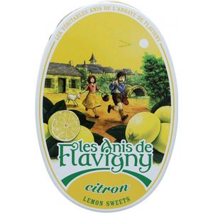 Les Anis de Flavigny - Anijspastilles met citroen smaak - Bewaardoosje ovaal 50 gram anijssnoepjes