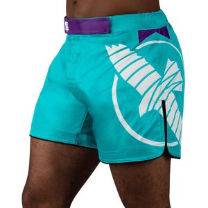 Hayabusa Icon Mid-Length Fight Shorts - Groenblauw / Wit - maat XL