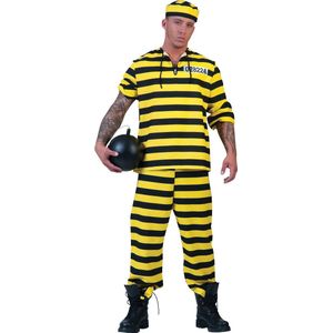 Funny Fashion - Boef Kostuum - Dalton Gevangene - Man - Geel - Maat 48-50 - Carnavalskleding - Verkleedkleding