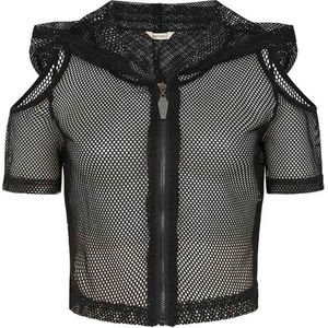 Banned - NIGHTMARE NET COLD SHOULDER Mouwloze top - M - Zwart