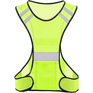 Hardloopvest - Reflecterend hardloopvest - Goed zichtbare hardloopkleding - Met grote zakken - Geschikt voor nachtelijke wandelingen - Geschikt om te hardlopen - Fietsen - Voor mannen en vrouwen- Groen