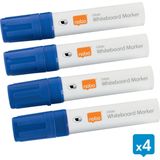 Nobo Glide  Whiteboard Markers - Whiteboard Stiften Met Beitelvormige Punt - 4 Stuks - Blauw