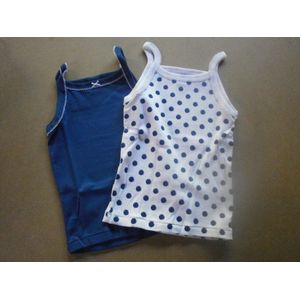 Petit Bateau - 2 Pack - Meisje - Marine , wit met bollen - 10 jaar 140