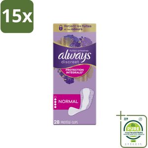 15 x Always - Inlegkruisjes - Long - Protection - 28 Inlegkruisjes - Grootverpakking - Incontinentieverzorging - Inlegkruisjes - Blaaszwakte - Discreet - Incontinentie