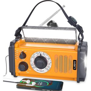 Noodradio 13000 mAh zwengel op zonne-energie - draagbare AM FM-radio - noodradio voor noodgevallen - USB-oplader voor mobiele telefoon - zaklamp en leeslamp - powerbank - hoofdtelefoonaansluiting