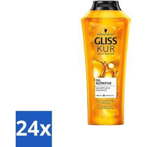 Gliss-Kur - Shampoo - Oil Nutritive - Voedende Shampoo - Voor Stroef & Gespannen Haar - 400 ml - Voordeelverpakking - 24 stuks