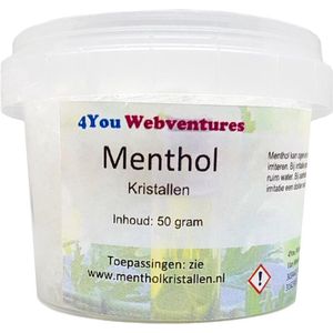 Pure menthol kristallen per 200 gram in geschenk verpakking (4 luxe cups) - sauna - smaakstof - e-liquids - verkoudheid - geur - verdampen - DIY persoonlijke verzorgingsproducten