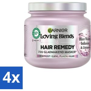 4 x Garnier - Loving Blends - Haarmasker - Rice Water Infusion - Glans & Zachtheid - Lang Haar - 340 ml - Haar Masker - Glans Masker - Zachtheid Masker - Rice Water - Lang Haar