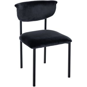 CLP Gambell Eetkamerstoel - klassiek - met rugleuning - zwart metalen poten - velvet - fluweel - Fluweel/zwart