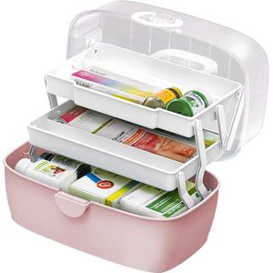 EHBO-doos - Draagbare Medicijnopslag Organizer-doos - Roze - 30 x 19 x 16 cm