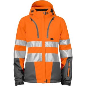 ProJob 6424 GEVOERDE SIGNALISATIE SOFTSHELL EN ISO 20471 KLASSE 3 DAMES 646424 - oranje/grijs - M