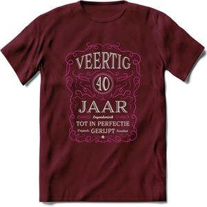 40 Jaar Legendarisch Gerijpt T-Shirt | Roze - Grijs | Grappig Verjaardag en Feest Cadeau Shirt | Dames - Heren - Unisex | Tshirt Kleding Kado | - Burgundy - L