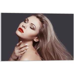PVC Schuimplaat- Vrouw - Gezicht - Makeup - Nagels - 60x40 cm Foto op PVC Schuimplaat