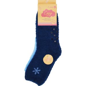 Huissokken anti slip- cosy socks- 2 paar lichtblauw-blauw
