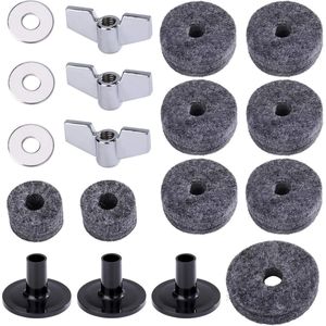 Vervangende set 18 stuks grijs - inclusief vilt mouwen, vleugelmoeren, metalen ringen - Hi-Hat koppelingen - bekervilt - bekkenaccessoires