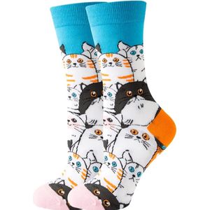 Sokken dames grijs kat kerst 36-40