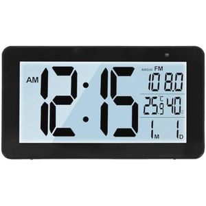 Digitale klokradio met achtergrondverlichting, temperatuur en vochtigheid, 2 alarmen en snooze functie