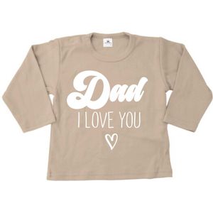 Shirt kind-Ik hou van jou papa-beige-sand-Maat 92