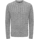 ONLY&SONS - ONSKICKER LIFE REG 3 CABLE CREW KNIT - Gebreide Trui - Grijs