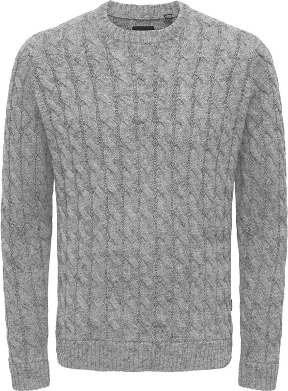 ONLY&SONS - ONSKICKER LIFE REG 3 CABLE CREW KNIT - Gebreide Trui - Grijs