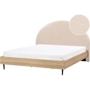 Bedframe - Tweepersoons - Beige - Stof - MDF en Bouclé