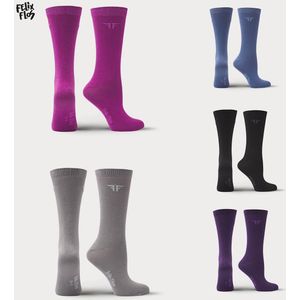 Felix Flos 5-pack Damessokken - Effen Katoen - Everyday Comfort - Voordeel - Maat 39/42