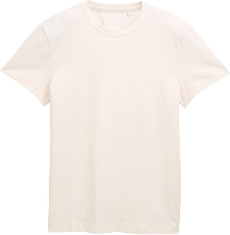 TOM TAILOR - Shirt - Beige - Katoen - Slanke Pasvorm - Kwartmouw