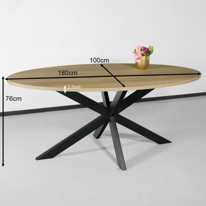 Eettafel ovaal 180cm Rato lichtbruin ovale tafel