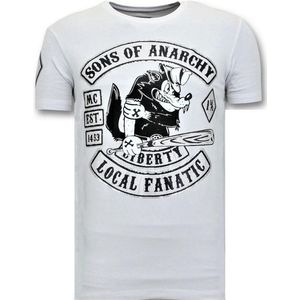 Exclusieve Heren T shirt met Print - Sons of Anarchy MC - Wit