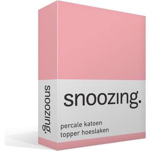 Snoozing - Topper - Hoeslaken  - Eenpersoons - 70x200 cm - Percale katoen - Roze