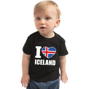 I love Iceland baby shirt zwart jongens en meisjes - Kraamcadeau - Babykleding - IJsland landen t-shirt 80