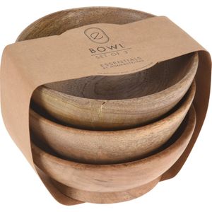 Home & Styling Schaaltjes/kommetjes - 3x - mango hout - 11 x 5 cm