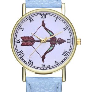 Hidzo Horloge Pijl en Boog Ø 38 - Lichtblauw - Kunstleer - In Horlogedoosje