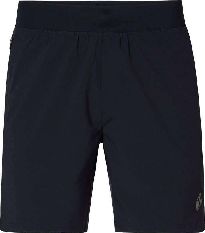 Skechers Movement 7 heren short. Gemaakt van 88% Polyester en 12% Spandex. Vochtafvoerende, kreukbestendige lichtgewicht stof met antistatische afwerking voor de hele dag comfort. - Zwart - Maat M